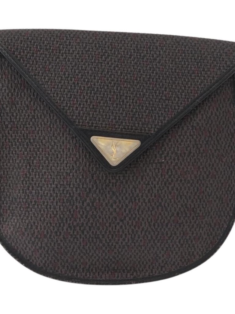 Saint Laurent Shoulder Bag Canvas Black Gold Auth 151616
